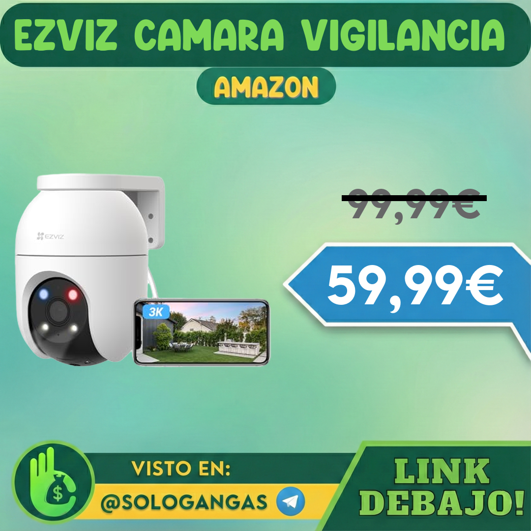 Cámara Vigilancia WiFi Exterior 360° 3K Visión Nocturna
