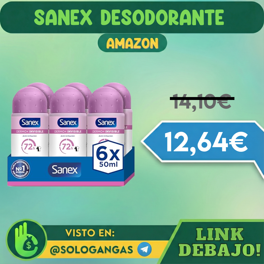 2x Sanex Dermo+ Invisible Desodorante Antitranspirante Roll-On 72 Horas 6 X 50ml