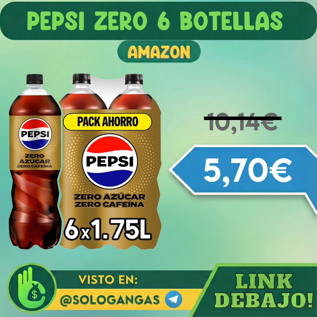 6x Pepsi Zero Refresco Sin Cafeína 1,75L
